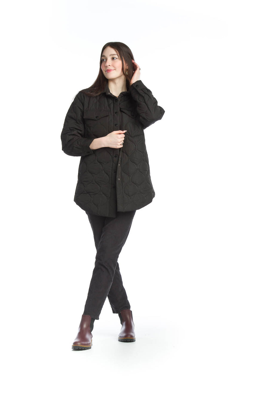 Papillon JT-13744 Quilted Shacket - Black