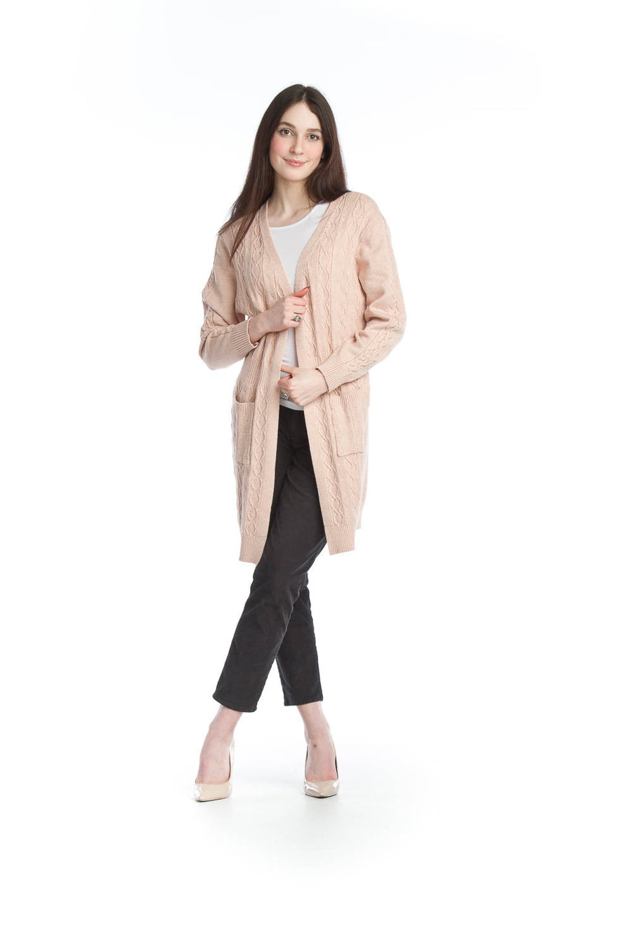 Papillon ST-11220 Billie Soft Cable Knit Cardigan - Blush