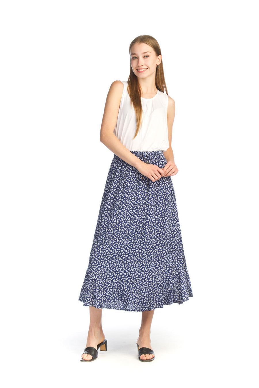 Papillon PS-14907 Floral Midi Skirt - Navy
