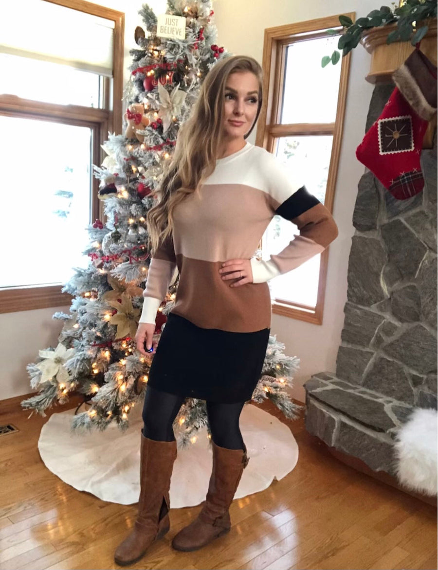 Papillon SD-11414 Colour Blocked Sweater Dress