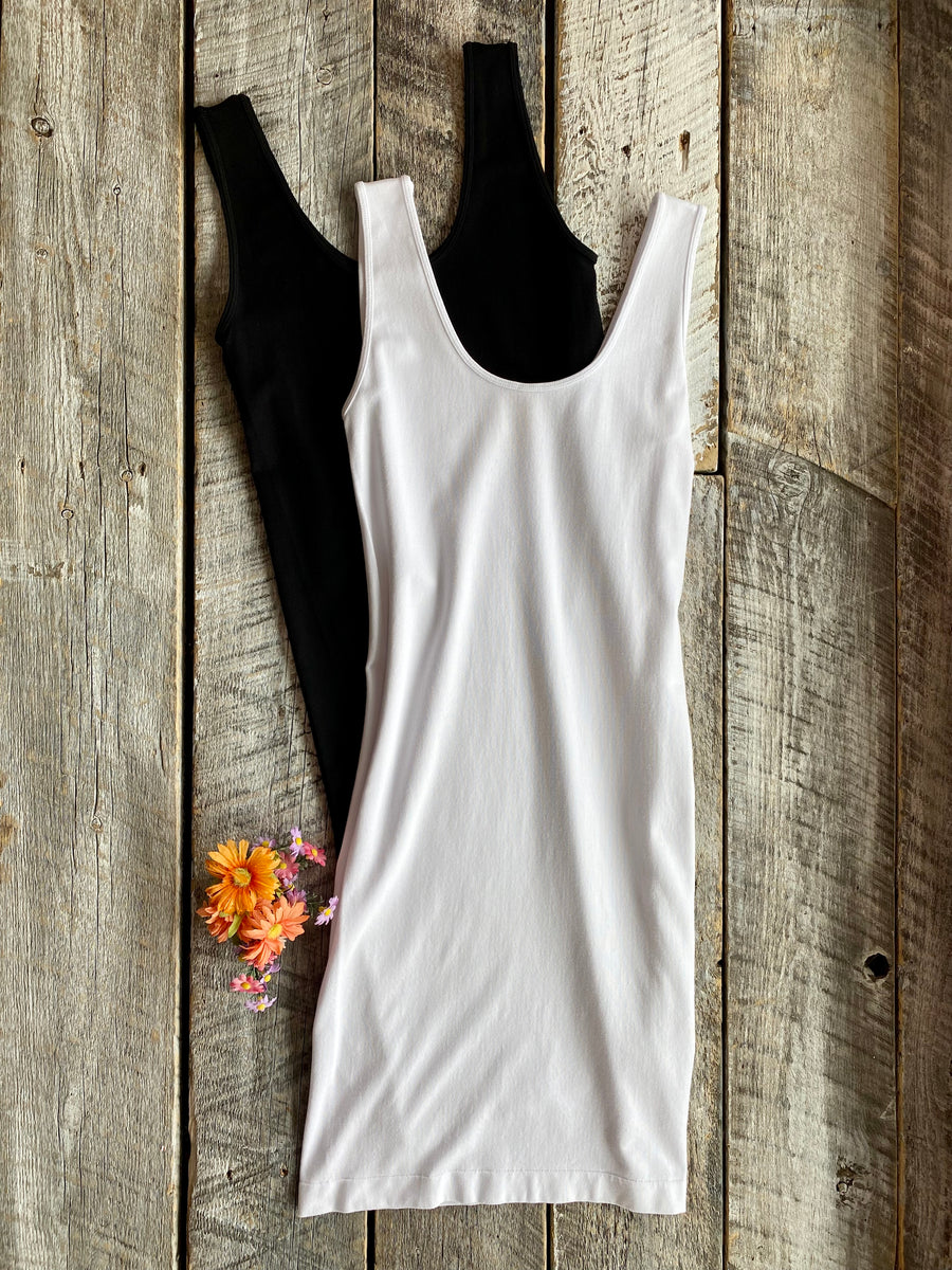 Orange BT-10 Bamboo Long Tank Dress - White O/S