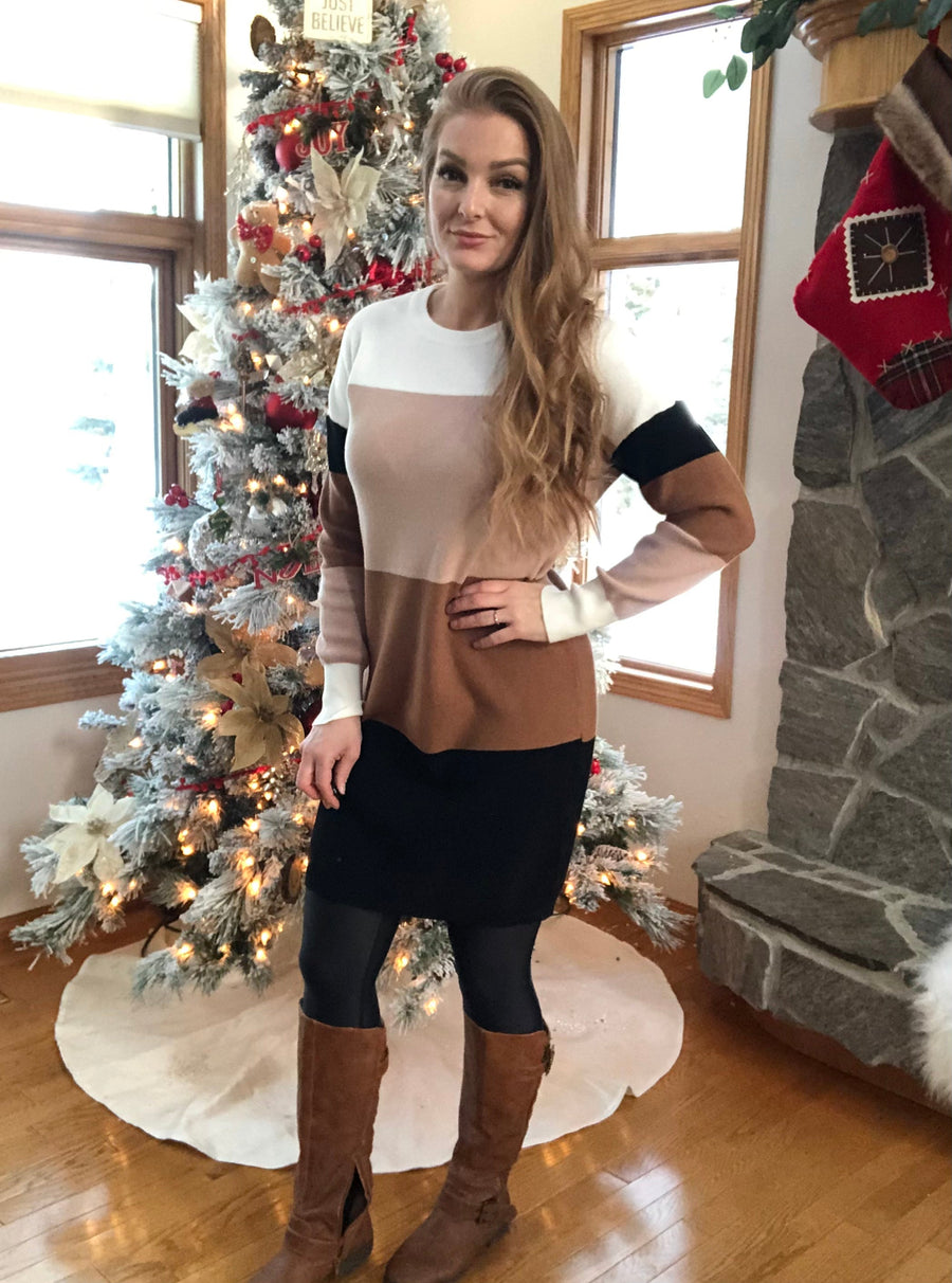 Papillon SD-11414 Colour Blocked Sweater Dress