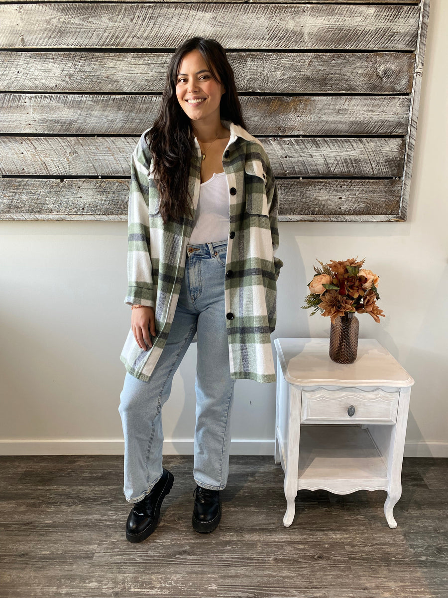 Rory Plaid Shacket - Green/White