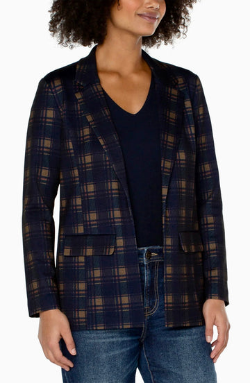 Dani Boyfriend Blazer w/Princess Dart - Navy/Amber Tartan Plaid