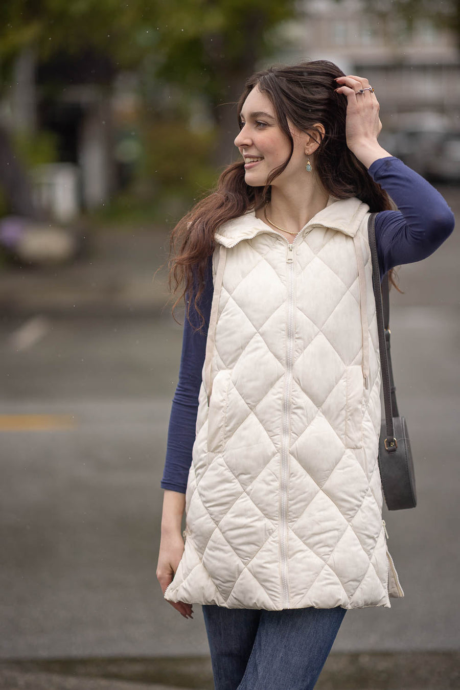 Papillon JT-13752 Puffer Hooded Vest - Cream