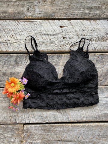 Chloe Crochet Lace Bralette - Black