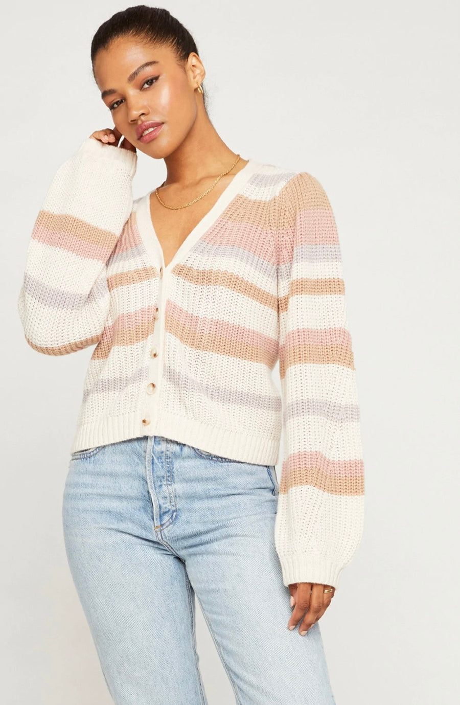 Gentle Fawn Calloway Cardigan - Cream Multistripe