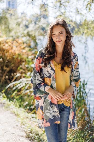 Papillon PT-14130 Floral Print 3/4 Sleeve Coverup
