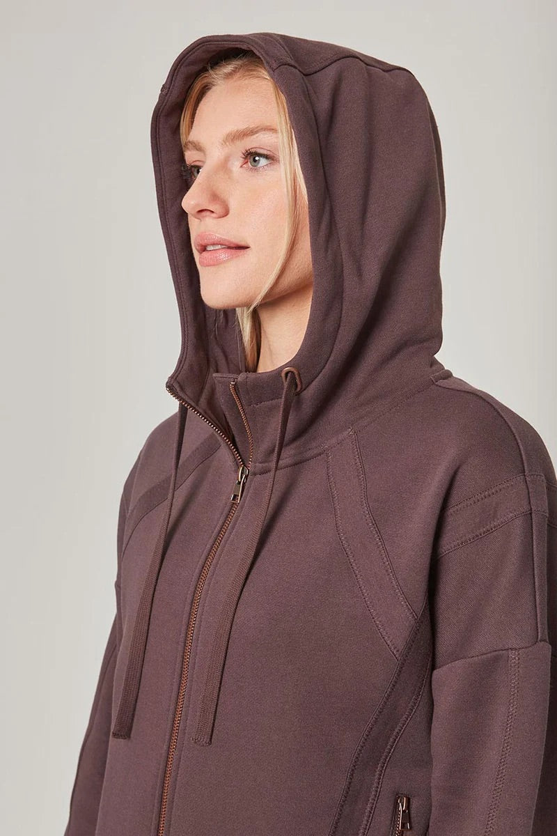 Kimmie Ease Relaxed Zip-Up Hoodie - Shale