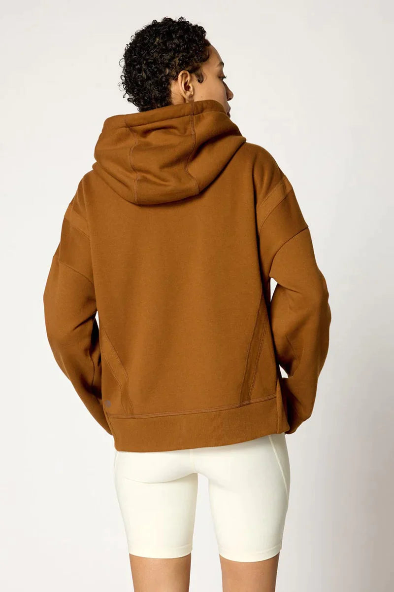 Kimmie Ease Relaxed Zip-Up Hoodie - Tobacco