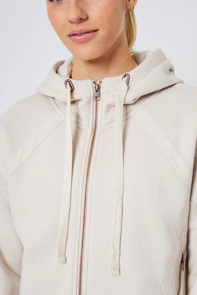 Kimmie Ease Relaxed Zip-Up Hoodie - Heather Oatmeal