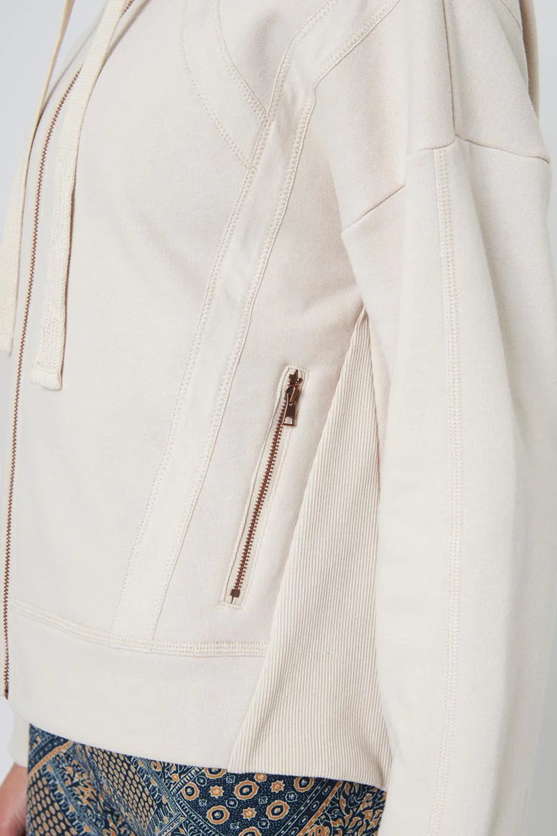 Kimmie Ease Relaxed Zip-Up Hoodie - Heather Oatmeal