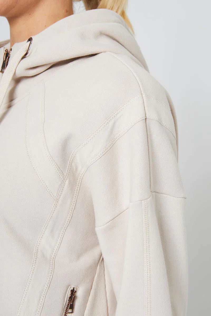 Kimmie Ease Relaxed Zip-Up Hoodie - Heather Oatmeal