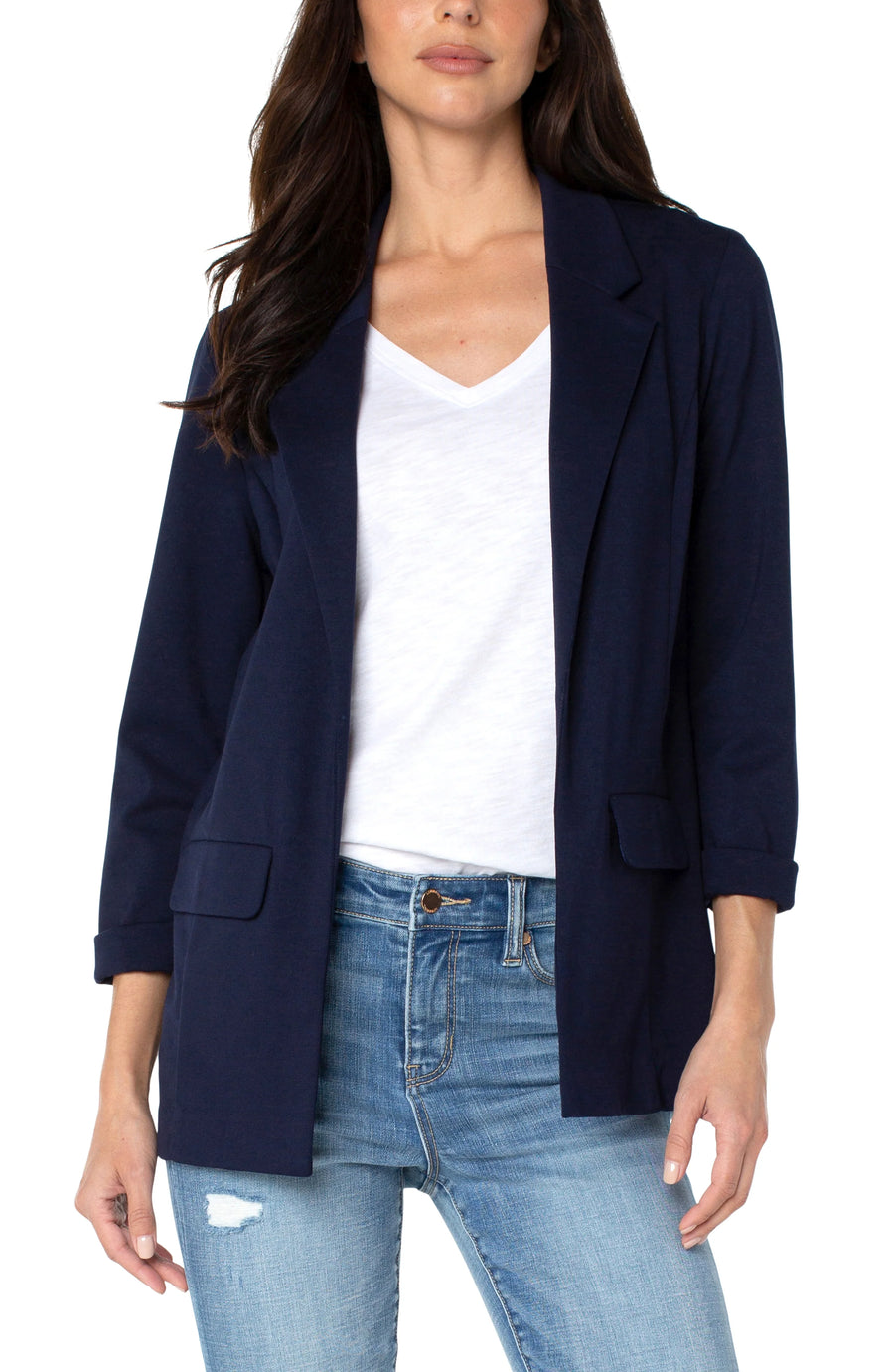 Dani Boyfriend Blazer w/Princess Dart - Cadet Blue