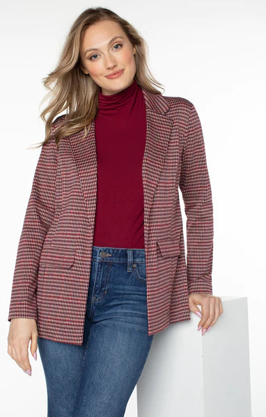 Dani Boyfriend Blazer w/Princess Dart - Mulberry Houndstooth