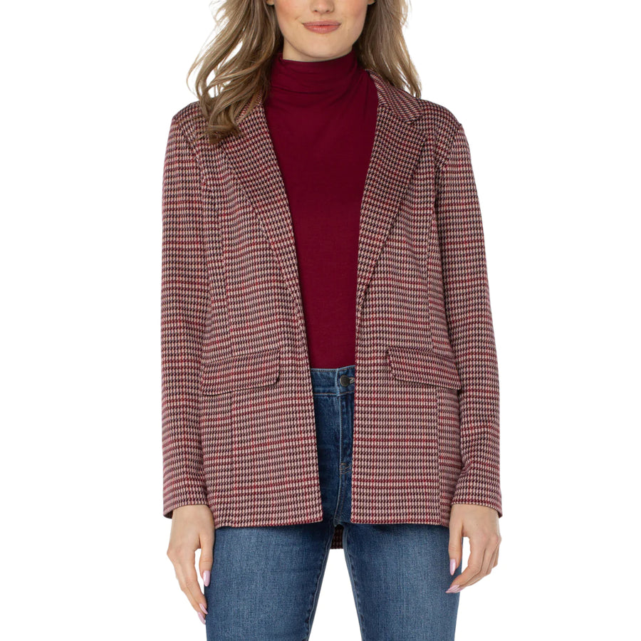 Dani Boyfriend Blazer w/Princess Dart - Mulberry Houndstooth