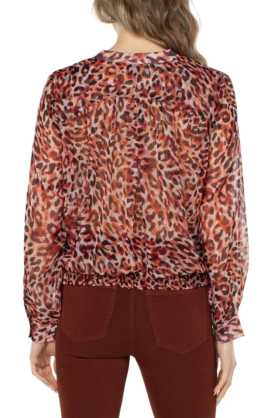 Liverpool LM8A35PCP09 Long Sleeve Blouse - Watercolor Cheetah Print