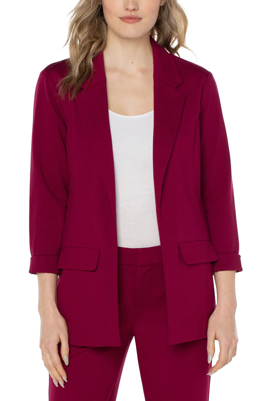 Dani Boyfriend Blazer w/Princess Dart - Garnet Berry