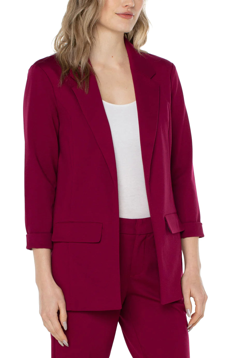 Dani Boyfriend Blazer w/Princess Dart - Garnet Berry