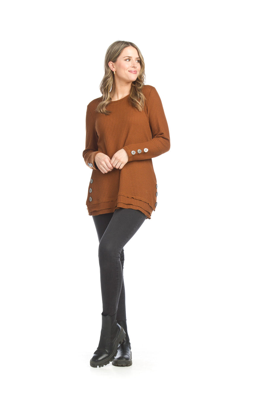 Papillon ST-06243 Waffle Knit Sweater - Rust