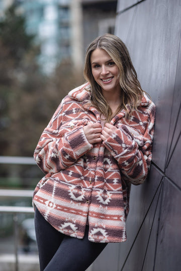 Papillon JT-15714 Trina Global Fuzzy Shacket - Pink