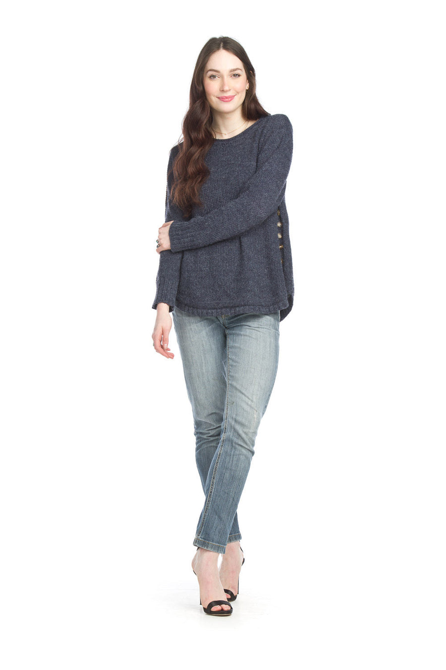 Papillon ST-11287 Knit Shirt Hem Sweater - Navy