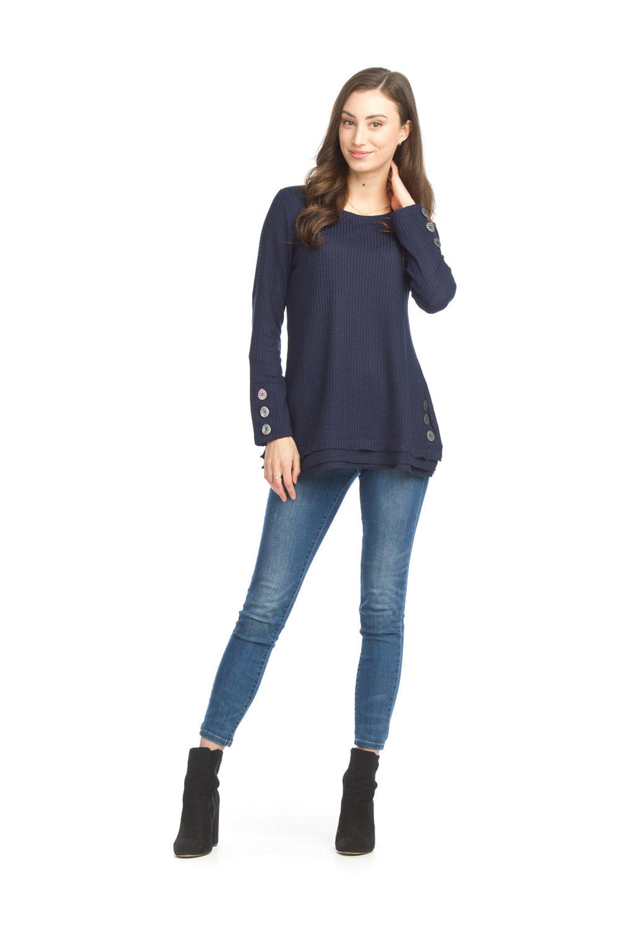 Papillon ST-06243 Waffle Knit Sweater - Navy