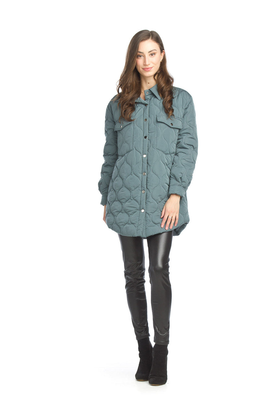 Papillon JT-13744 Quilted Shacket - Teal