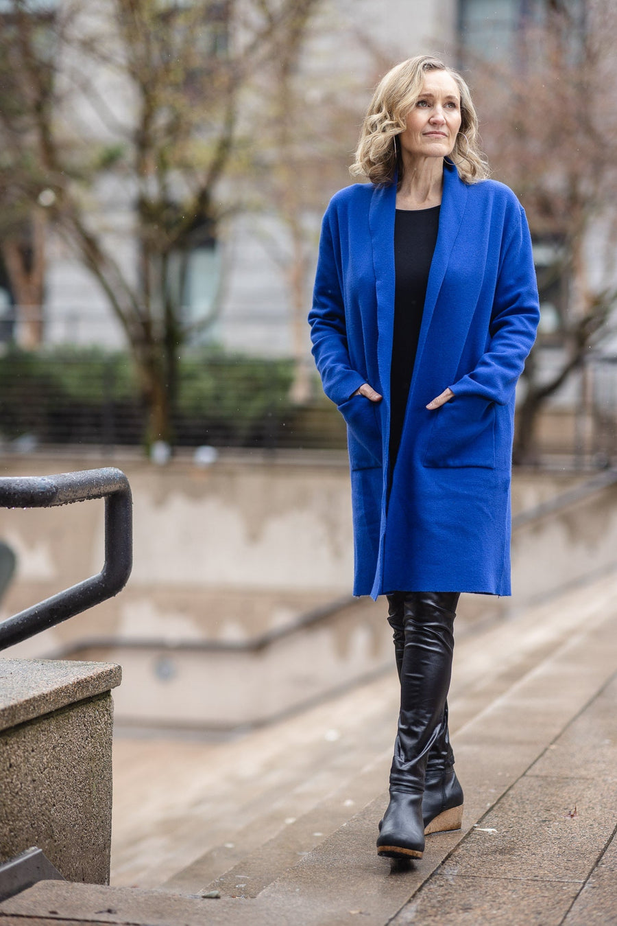 Papillon JT-13725Alexa Lapel Coatigan - Cobalt