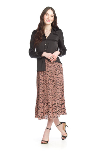 Papillon PS-15902 Spotted Print Pleated Skirt - Rose
