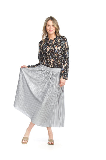 Papillon PS-15913 Satin Pleated Skirt - Silver