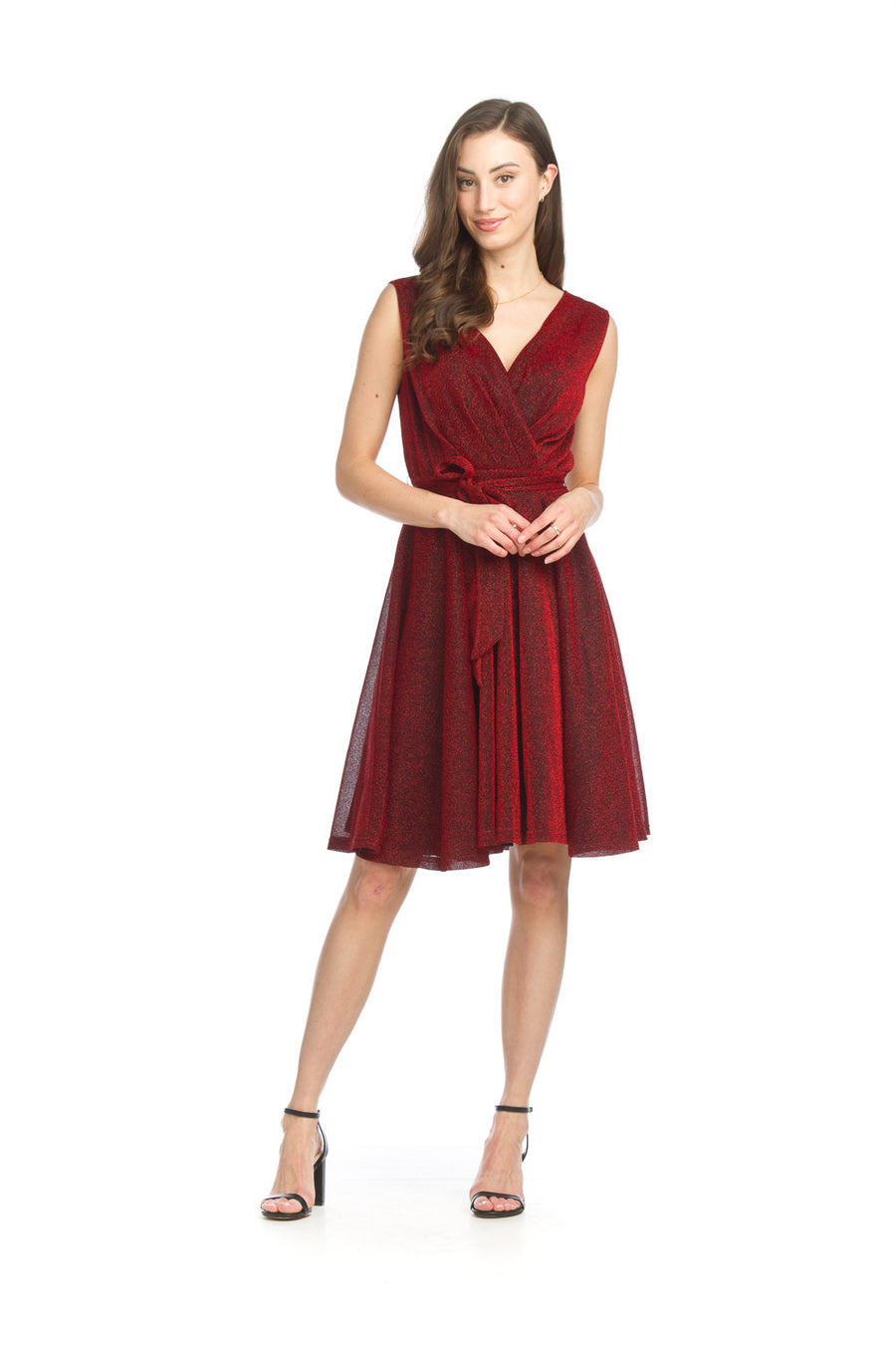 Papillon PD-15519 Sparkle Stretch Wrap Dress - Red