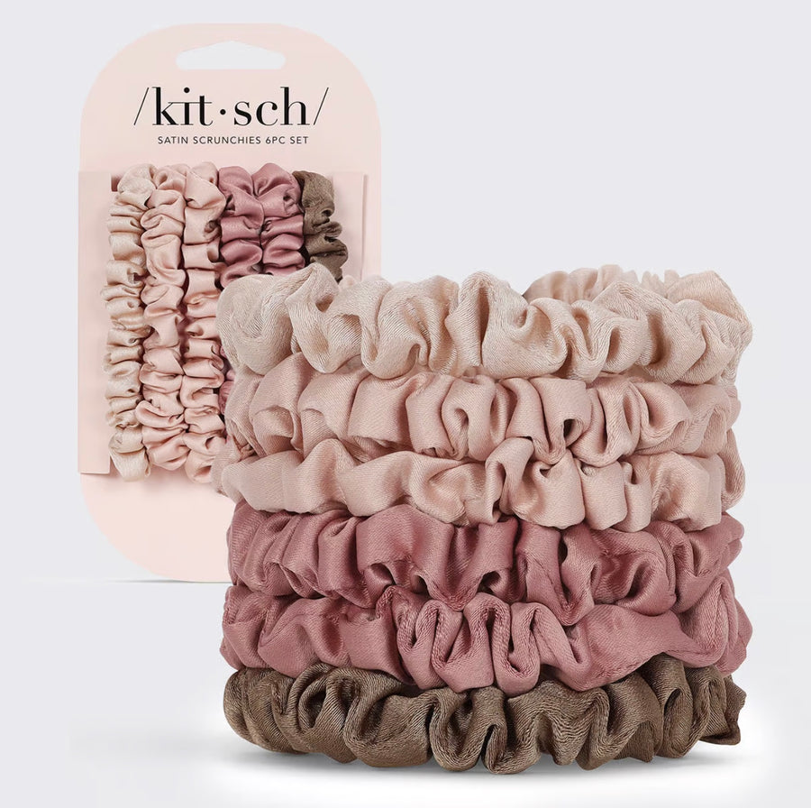 Kitsch Ultra Petite Satin Scrunchies 6pc - Terracotta
