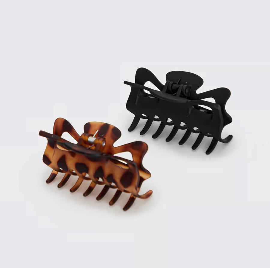 Kitsch Large Claw Clips 2pc- Black & Tortoise