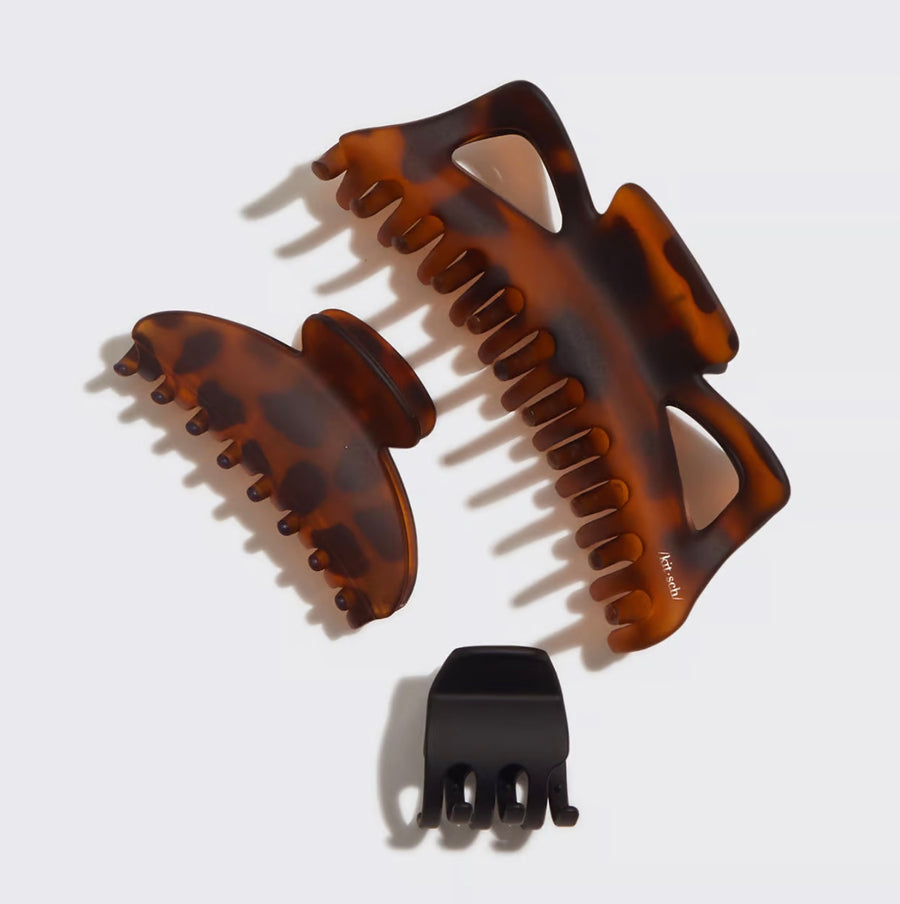 Kitsch Assorted Claw Clip 3pc - Brown/Black
