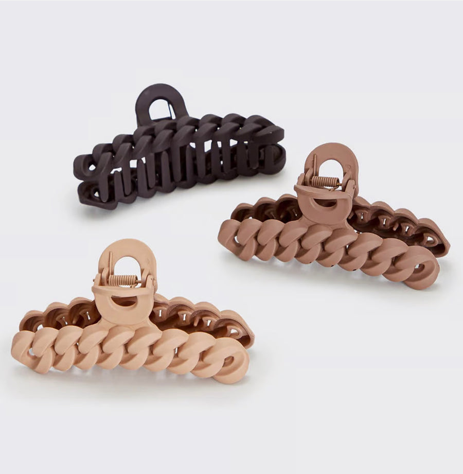 Kitsch Eco-friendly Chain Claw Clip 3pc Set - Neutral