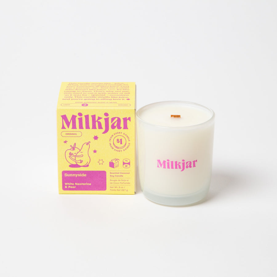 Milk Jar Sunnyside - Pear & Nectarine Coconut Soy Candle - 8oz