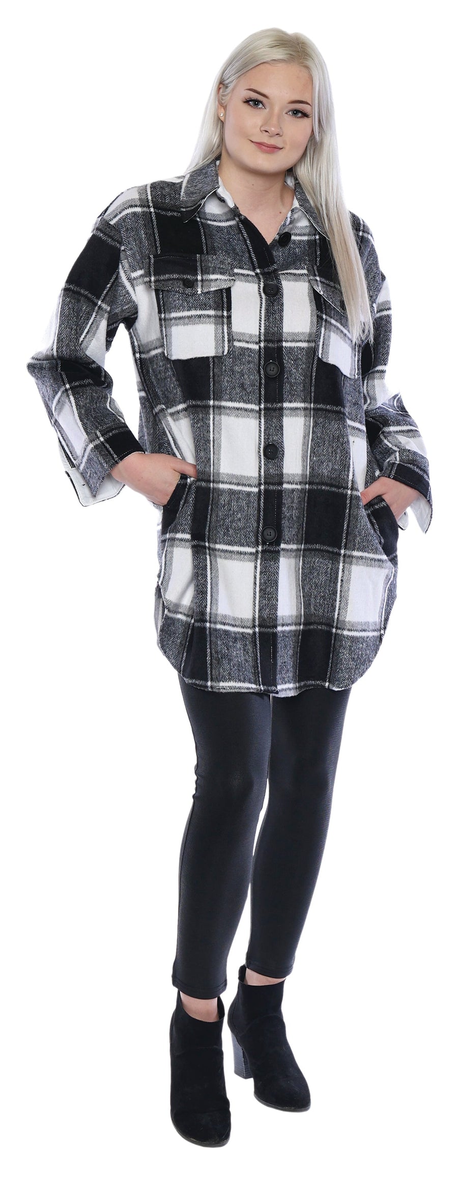 Rory Plaid Shacket - Black/White