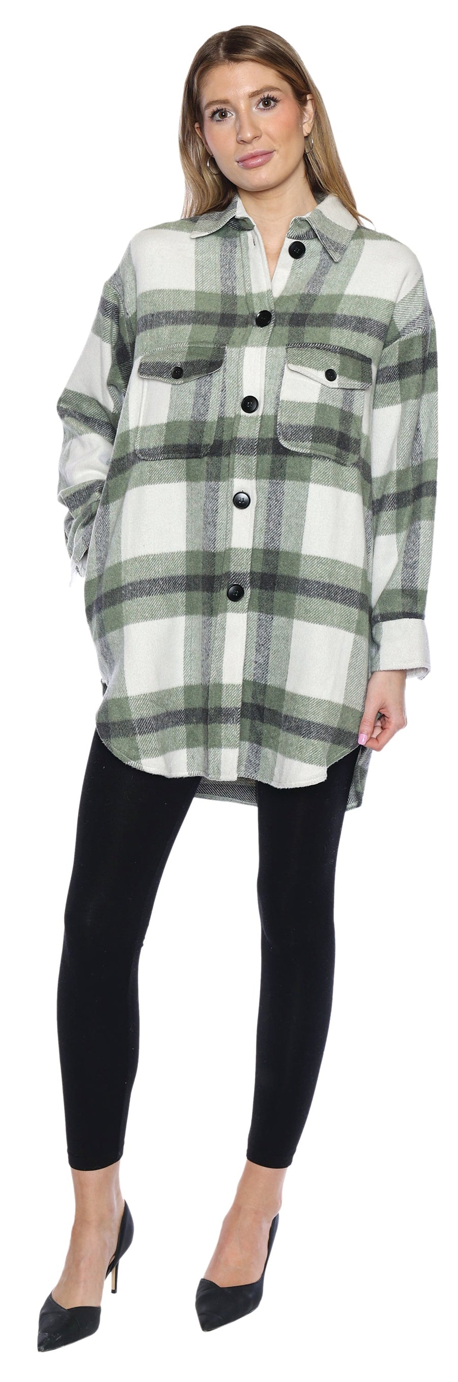 Rory Plaid Shacket - Green/White