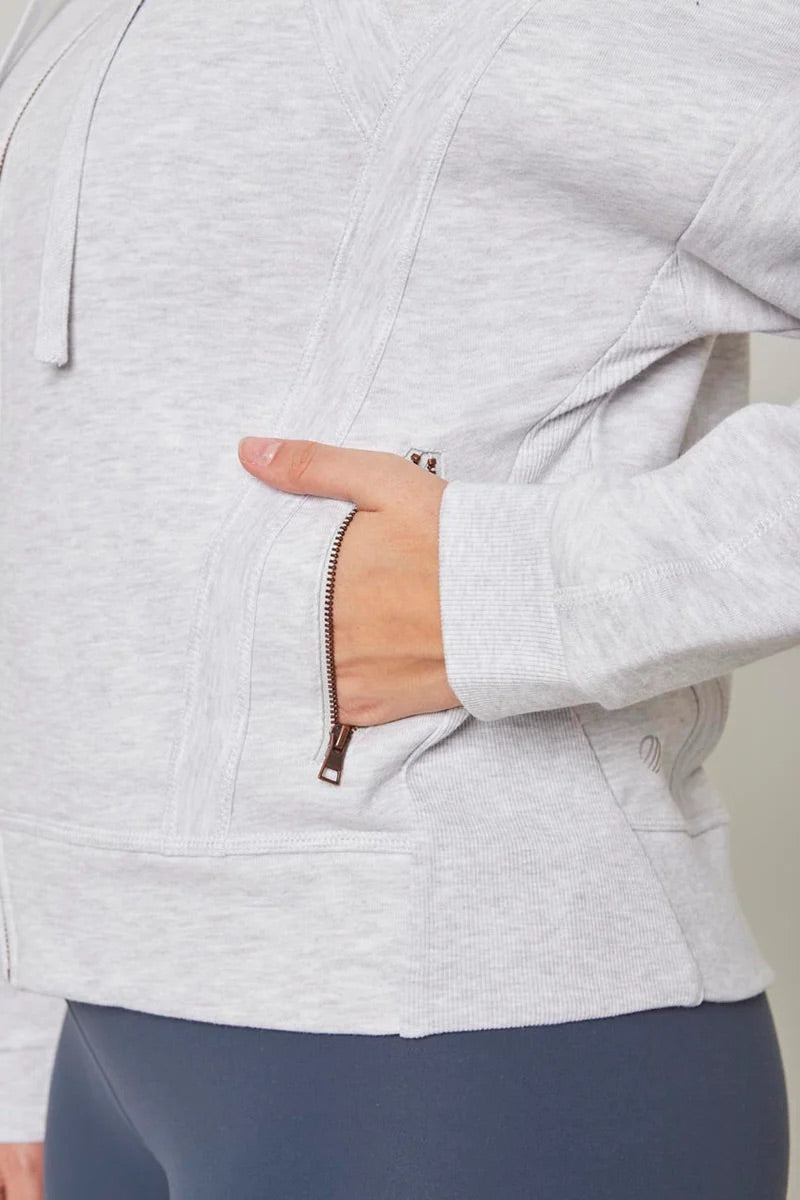 Kimmie Ease Relaxed Zip-Up Hoodie - Heather Marble
