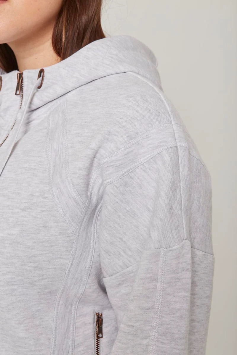 Kimmie Ease Relaxed Zip-Up Hoodie - Heather Marble