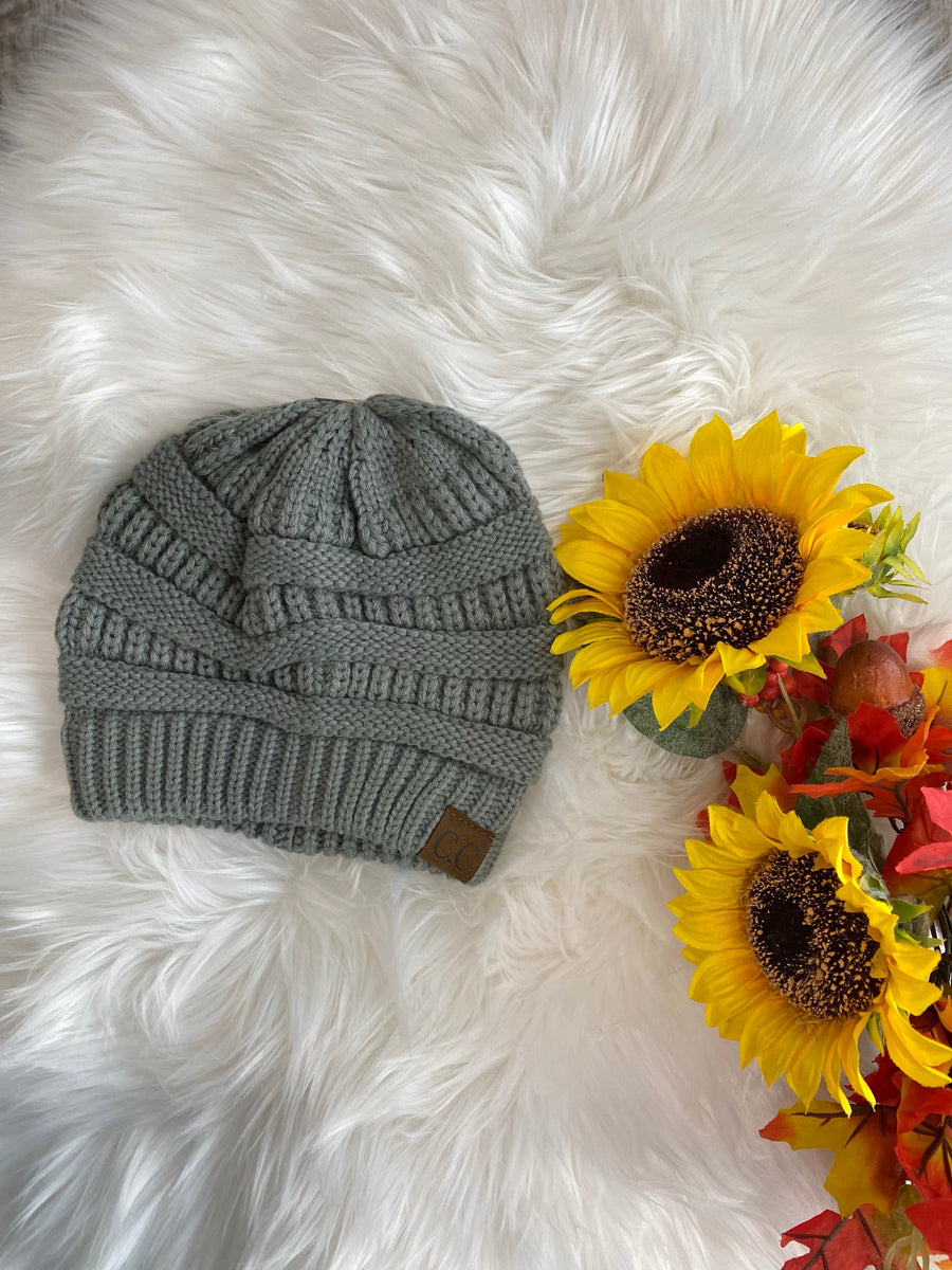 CC Beanie Hat-20A Knitted Beanie - Grey