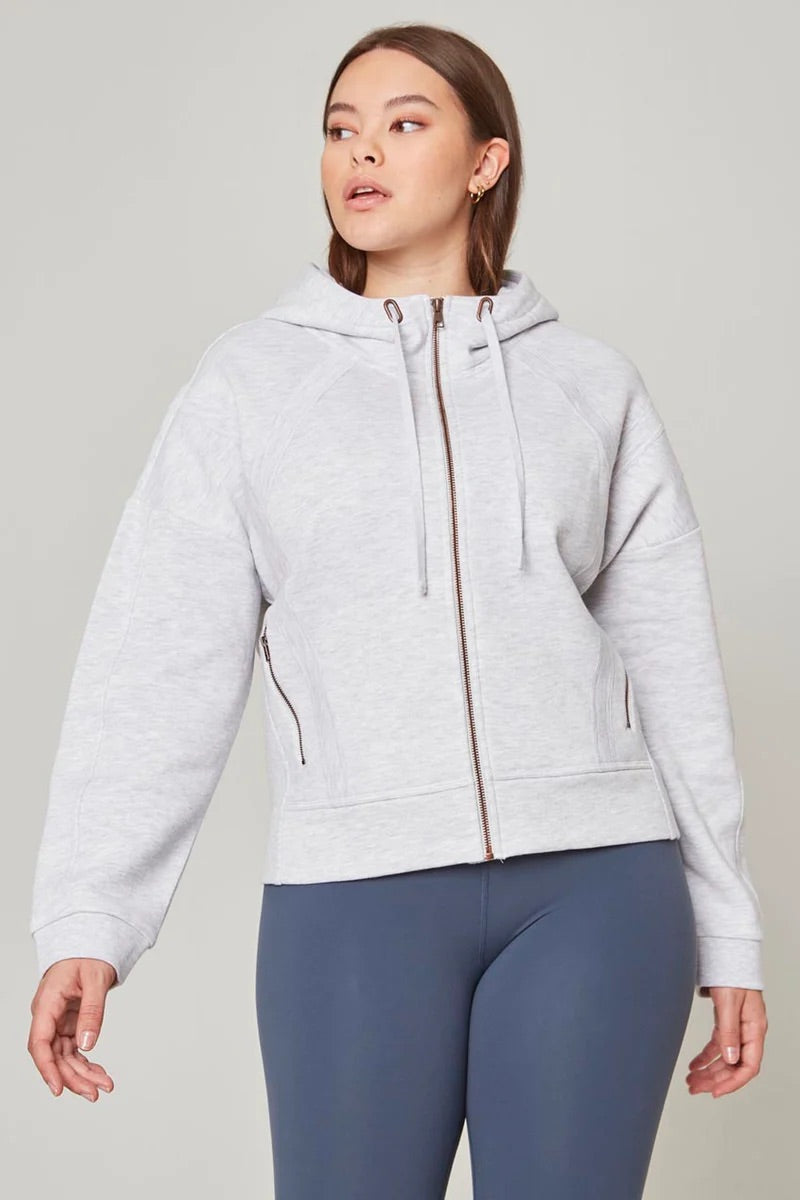 Kimmie Ease Relaxed Zip-Up Hoodie - Heather Marble