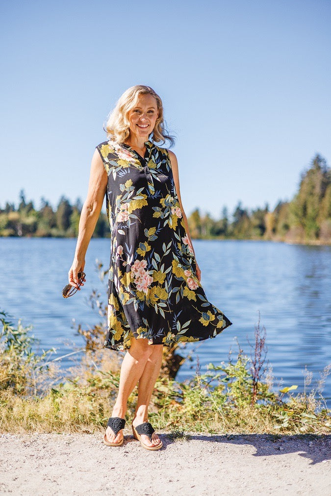 Papillon PD-14595 Floral Henley Dress