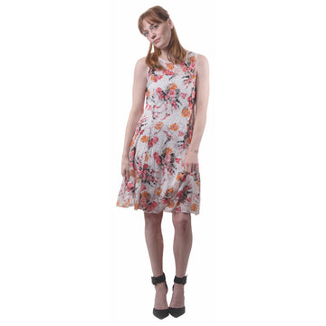 PA T2755/23 Floral Sleeveless Dress - White Floral