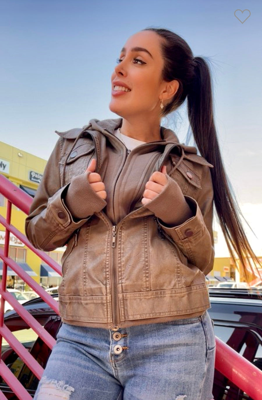 Sasha Vegan Leather Jacket - Grey