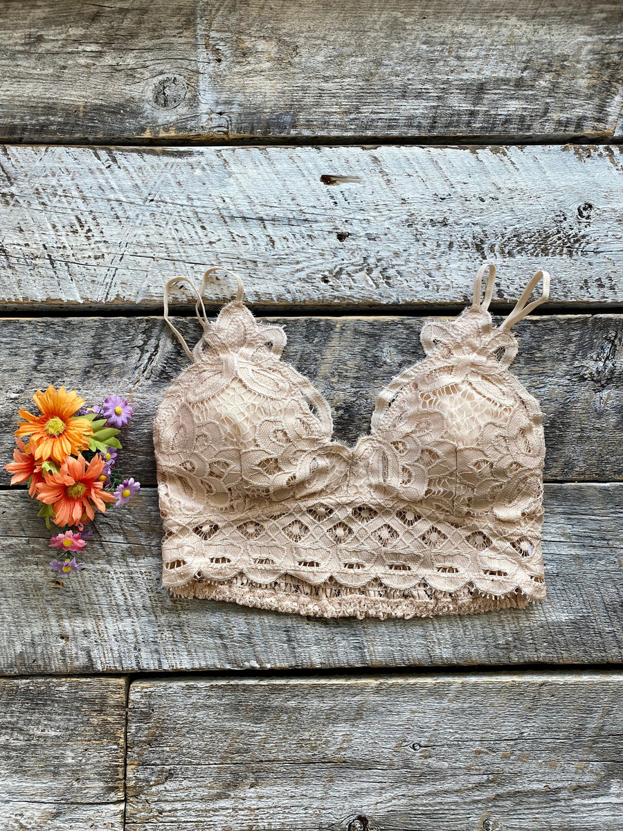 Chloe Crochet Lace Bralette - Beige