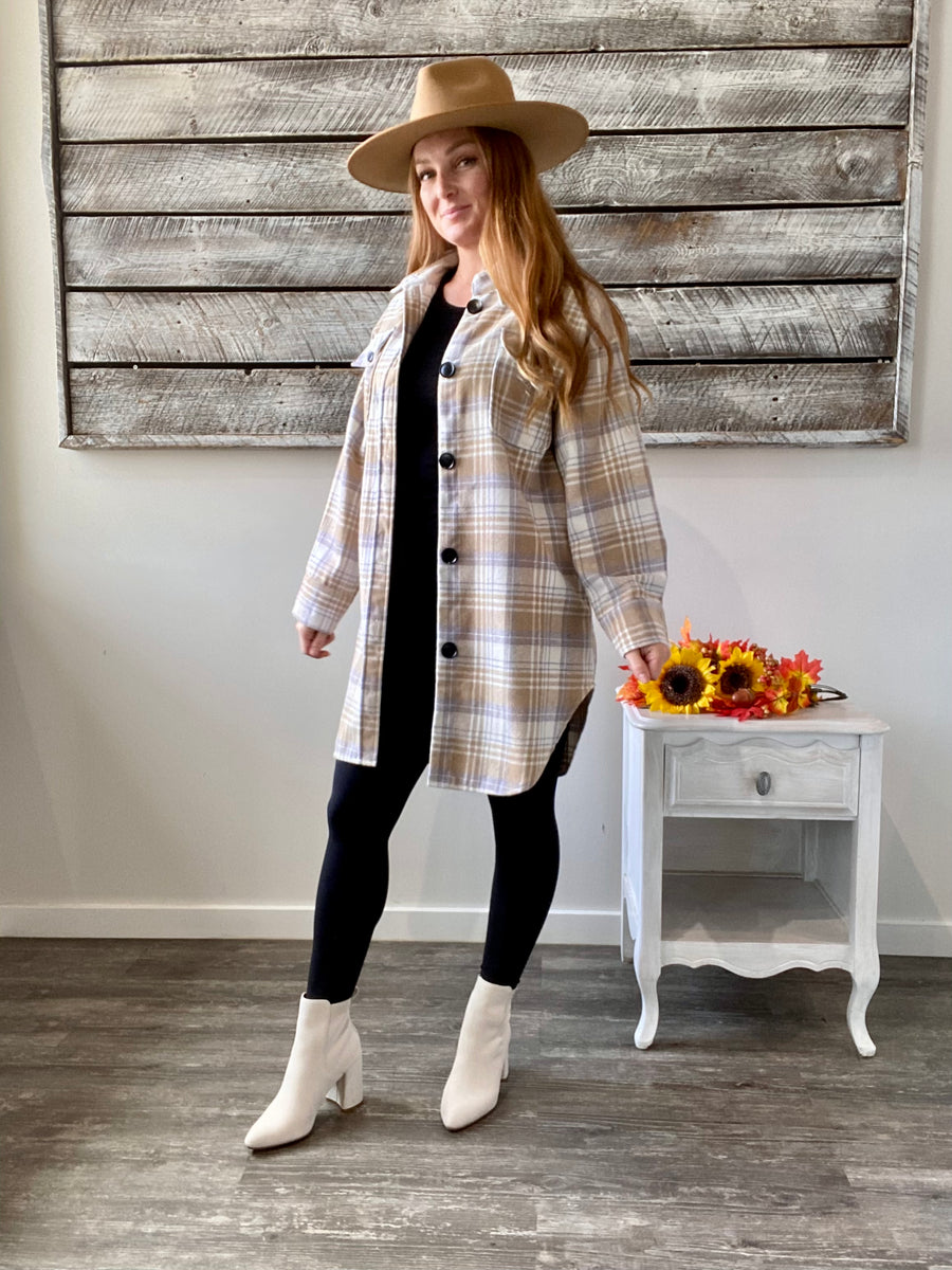 Rory Plaid Shacket - Tan