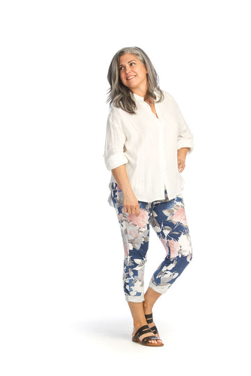 Papillon PP-14839 Floral Stretch  Pants - Navy