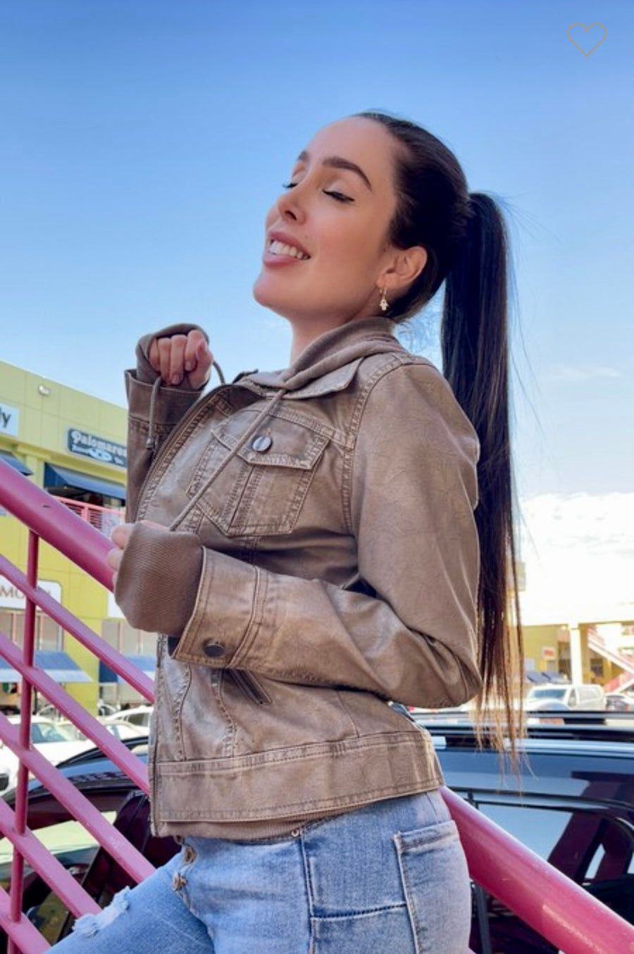 Sasha Vegan Leather Jacket - Grey